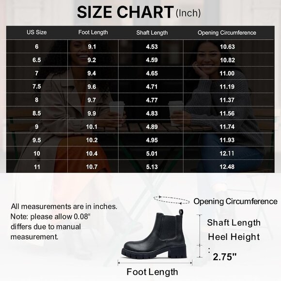 Vepose Women's Brown Faux Chelsea Leather Lug Sole Elastic Slip on Ankle Booties - Picture 6 of 9